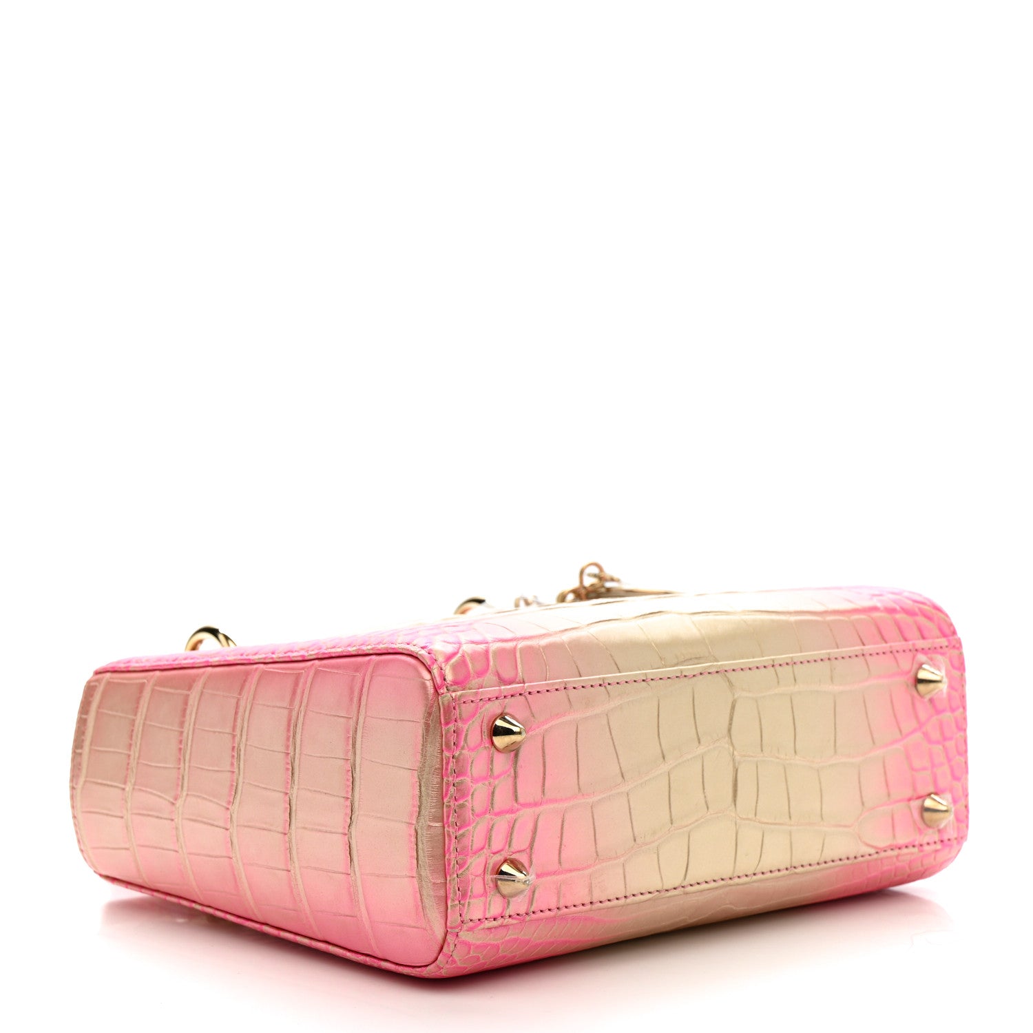 Christian Dior Metallic Alligator Gradient Small Lady Dior Pink 4 of 10