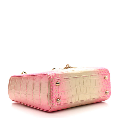 Christian Dior Metallic Alligator Gradient Small Lady Dior Pink 4 of 10