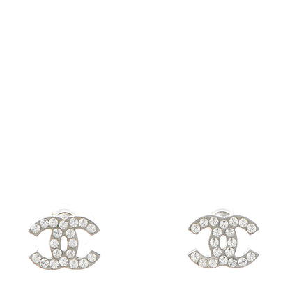 Chanel Crystal Timeless CC Earrings Silver 1 of 6