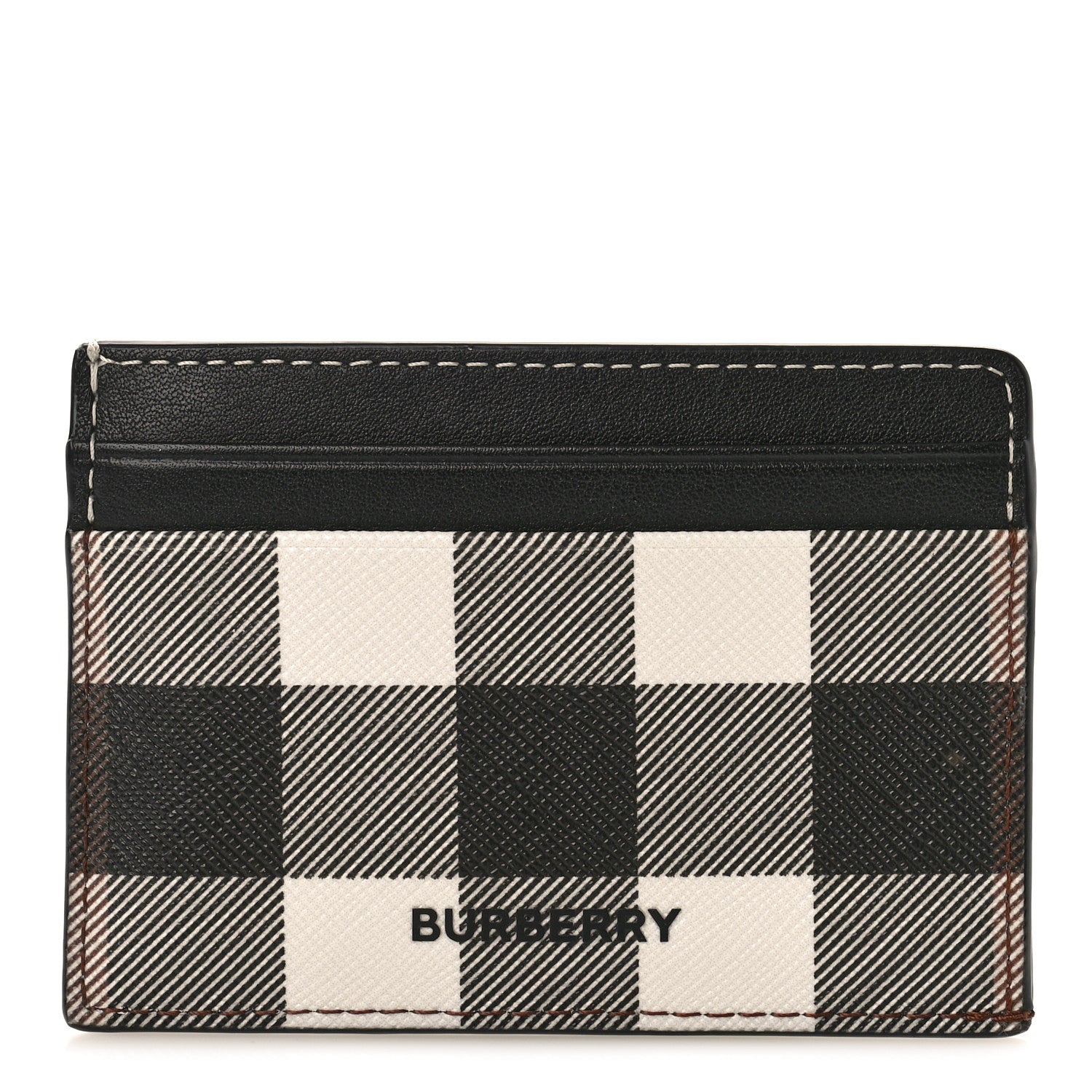 Burberry Calfskin Check Card Holder Black White 1 of 8