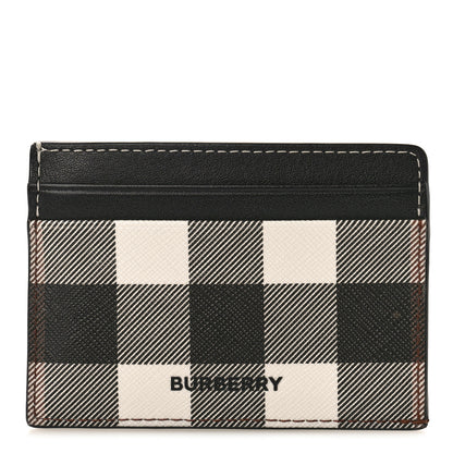 Burberry Calfskin Check Card Holder Black White 1 of 8