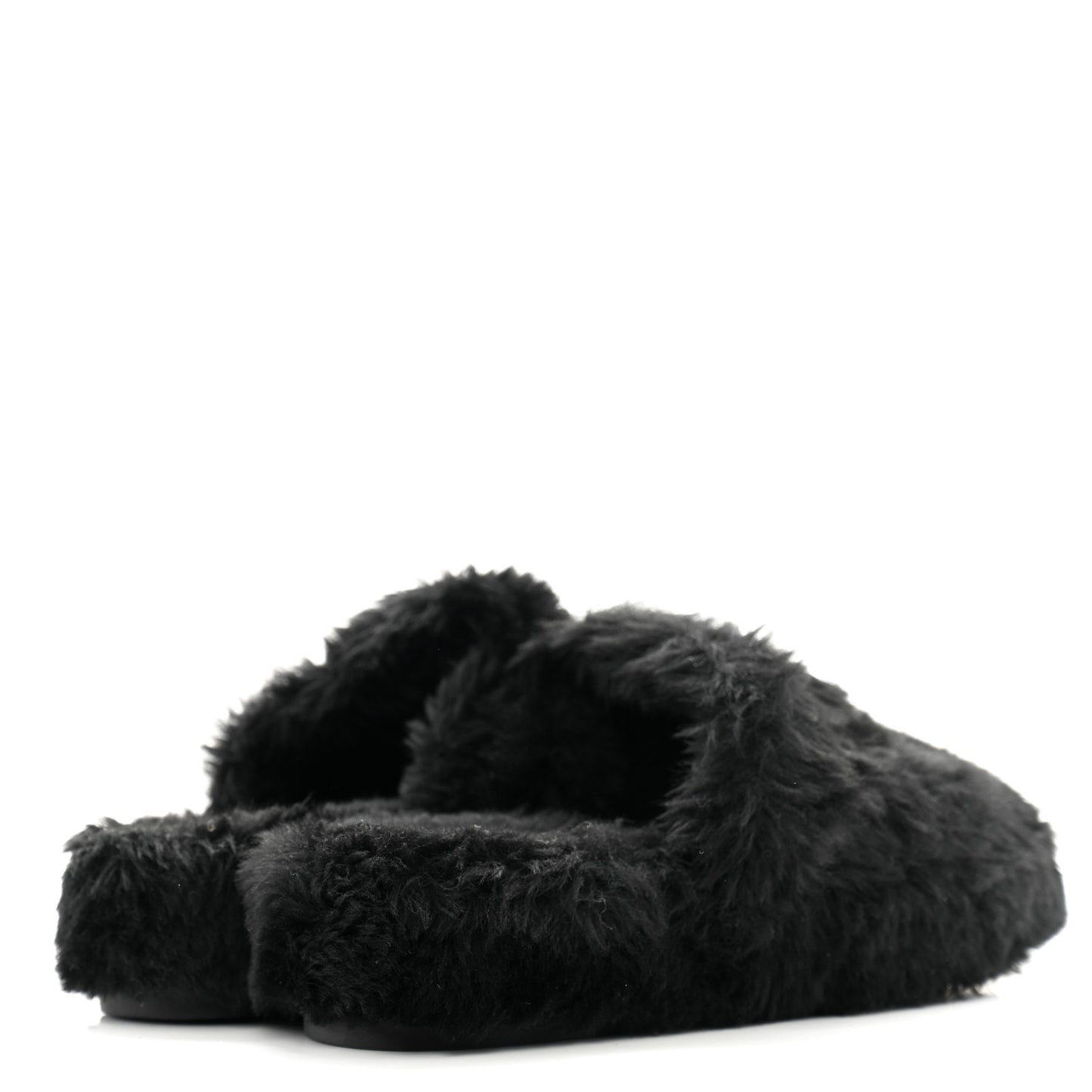 Shearling Lambskin CC Flat Mules 40 Black
