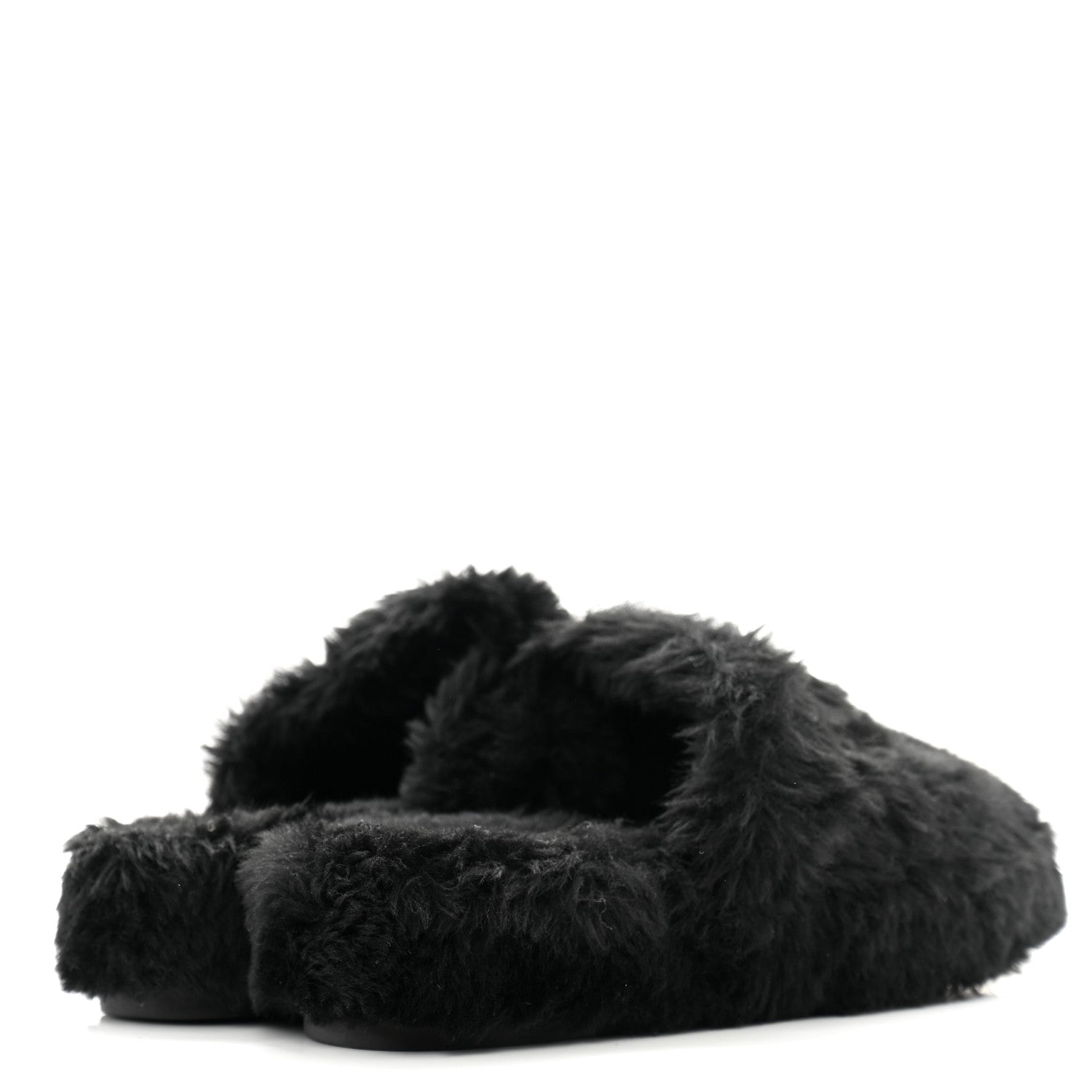 Chanel Shearling Lambskin CC Flat Mules 40 Black 4 of 15