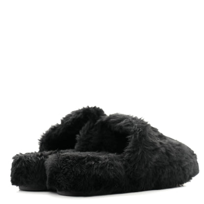Chanel Shearling Lambskin CC Flat Mules 40 Black 4 of 15