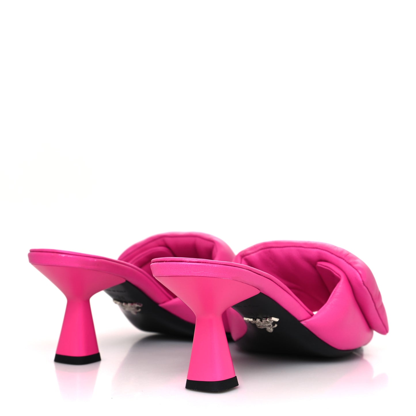 Nappa Soft Padded Metal Triangle Logo 65mm Slide Sandals 38 Begonia Fluo