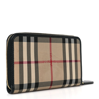 Burberry Calfskin Horseferry Check Medium Marston Zip Around Wallet Black 3 of 6