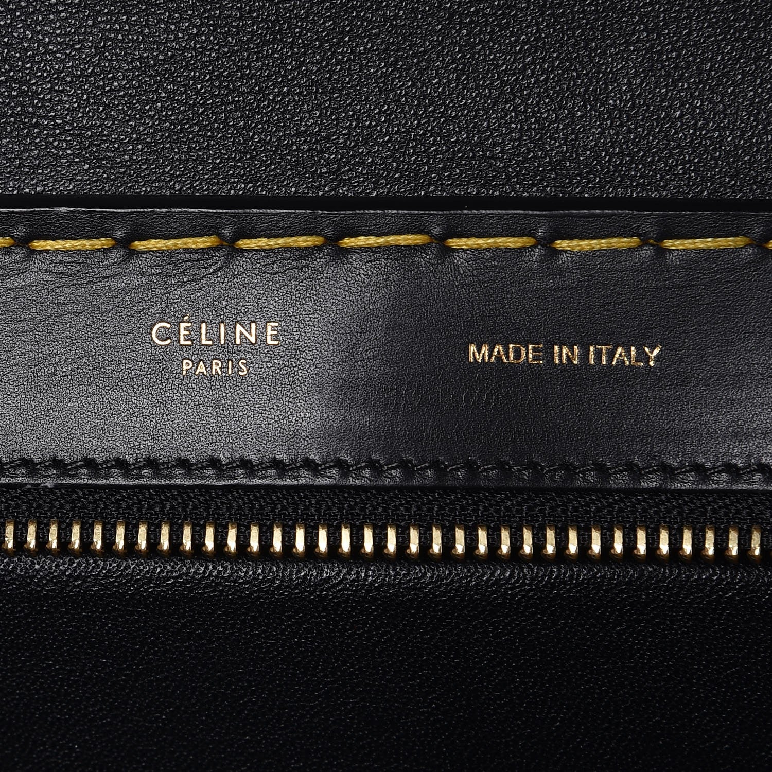Celine Smooth Calfskin Yellow Stitching Medium Trapeze Black 7 of 10