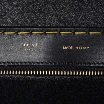Celine Smooth Calfskin Yellow Stitching Medium Trapeze Black 7 of 10