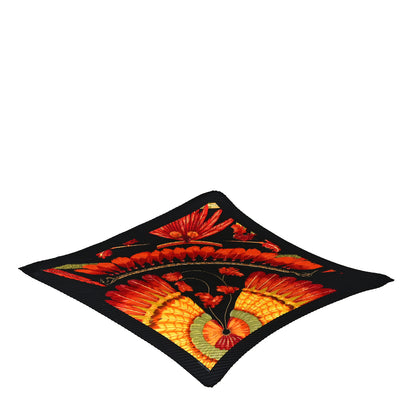 Hermes Silk Plisse Brazil Scarf 90 Black Orange 1 of 4