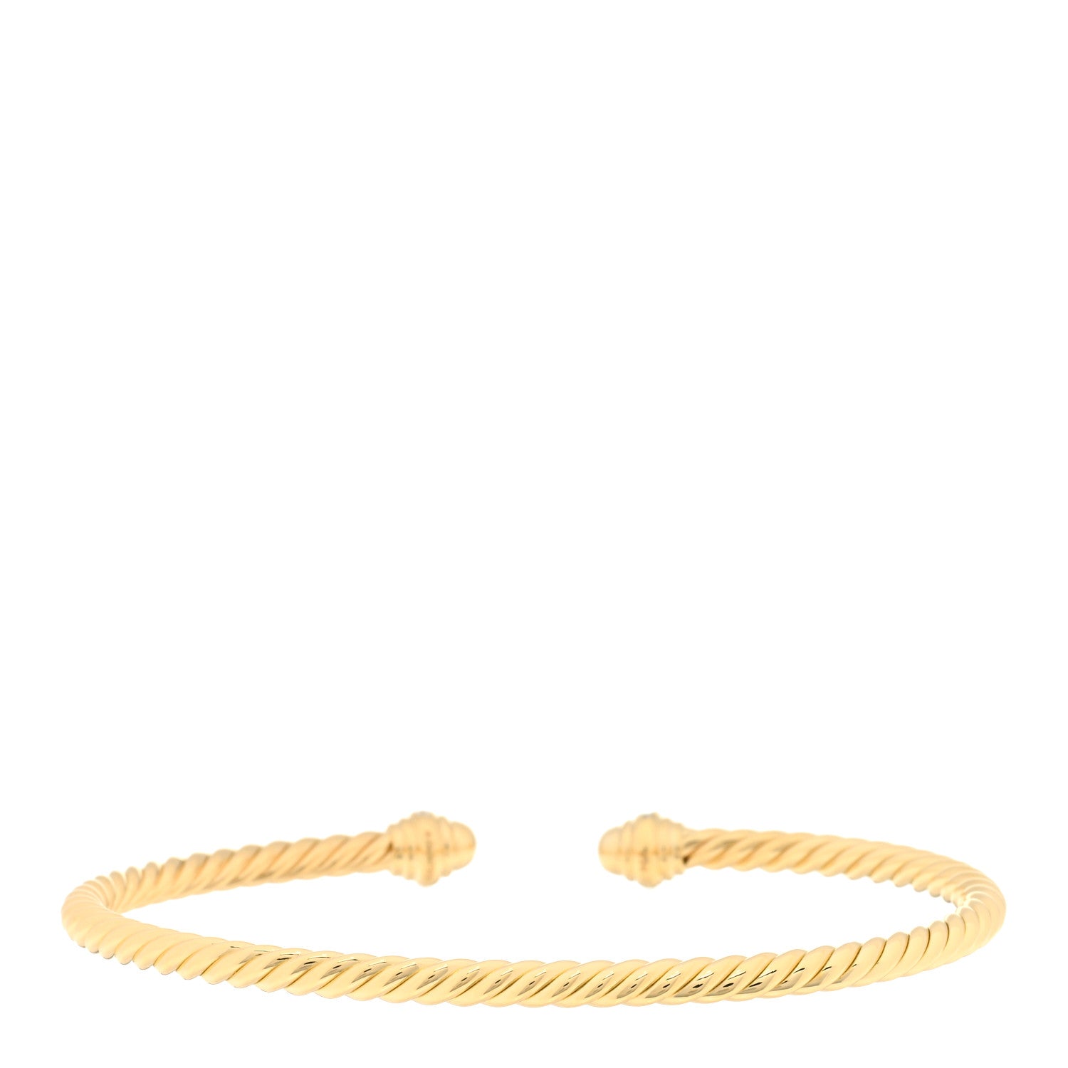 David Yurman 18K Yellow Gold Diamond 3mm Cablespira Bracelet 2 of 3