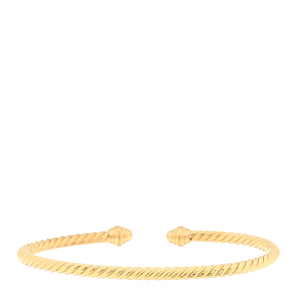 David Yurman 18K Yellow Gold Diamond 3mm Cablespira Bracelet 2 of 3