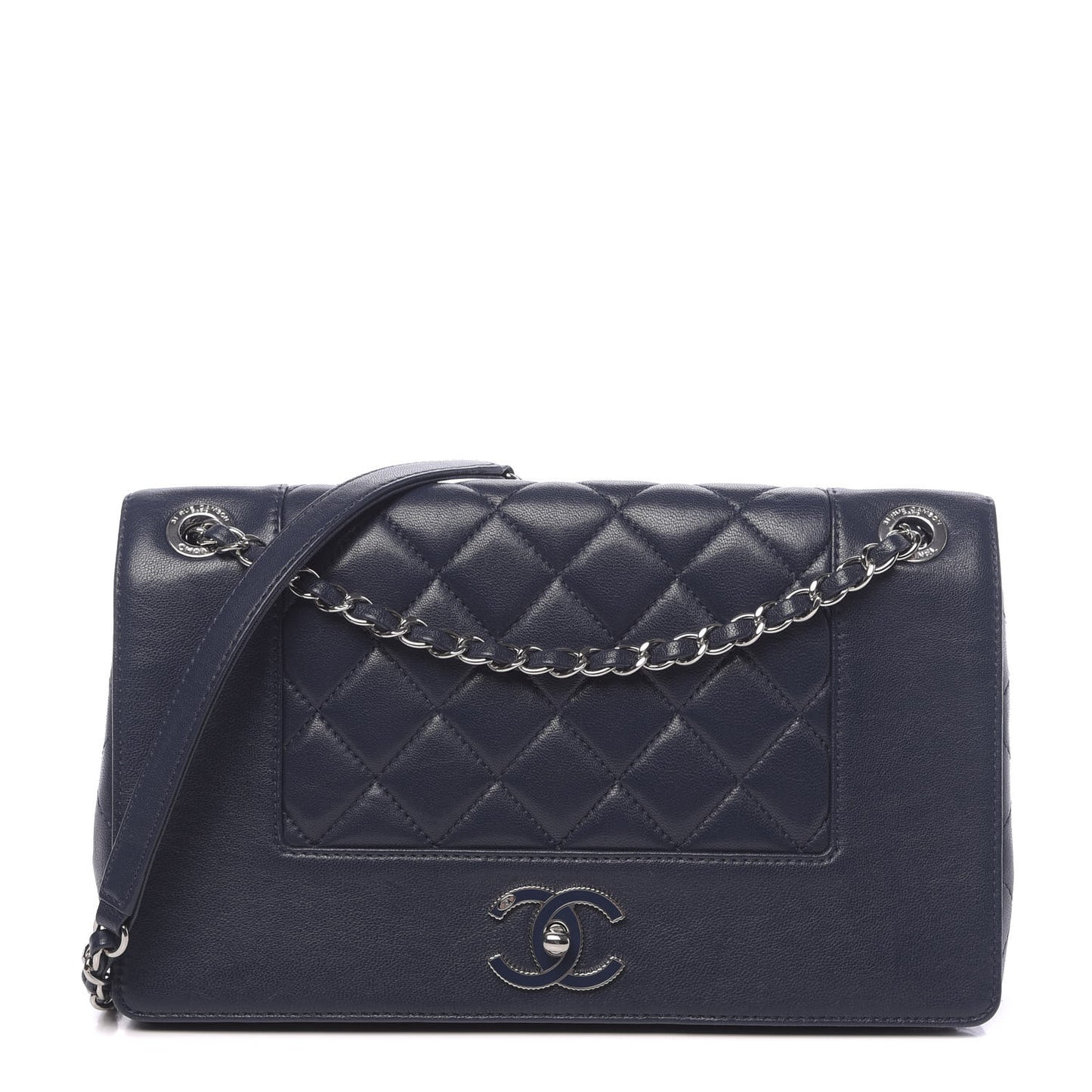 Sheepskin Quilted Medium Vintage Mademoiselle Flap Dark Navy