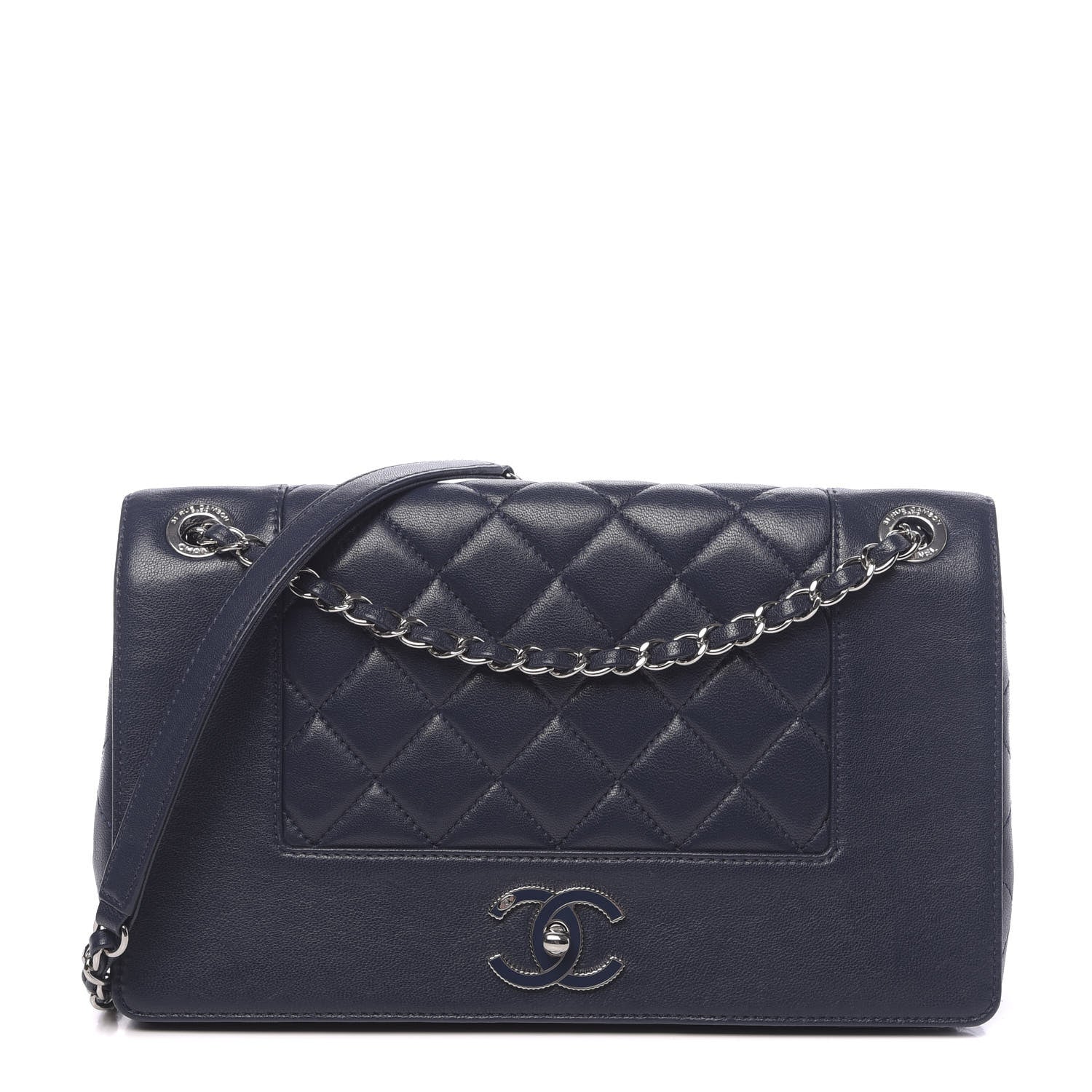 Chanel Sheepskin Quilted Medium Vintage Mademoiselle Flap Dark Navy 1 of 18