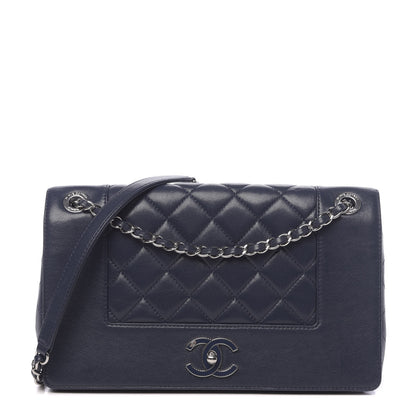 Chanel Sheepskin Quilted Medium Vintage Mademoiselle Flap Dark Navy 1 of 18