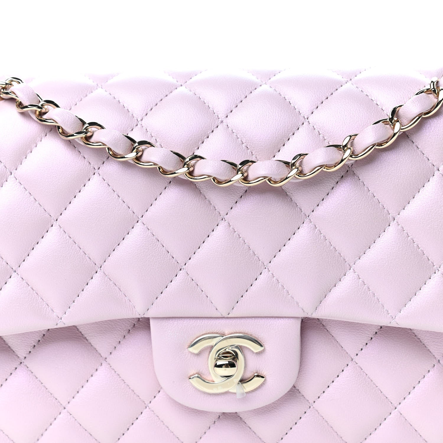 Chanel Iridescent Calfskin Quilted Medium Double Flap Light Pink 10 of 11