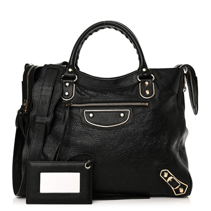 Balenciaga Chevre Gold Metallic Edge Hardware Velo Black 1 of 13