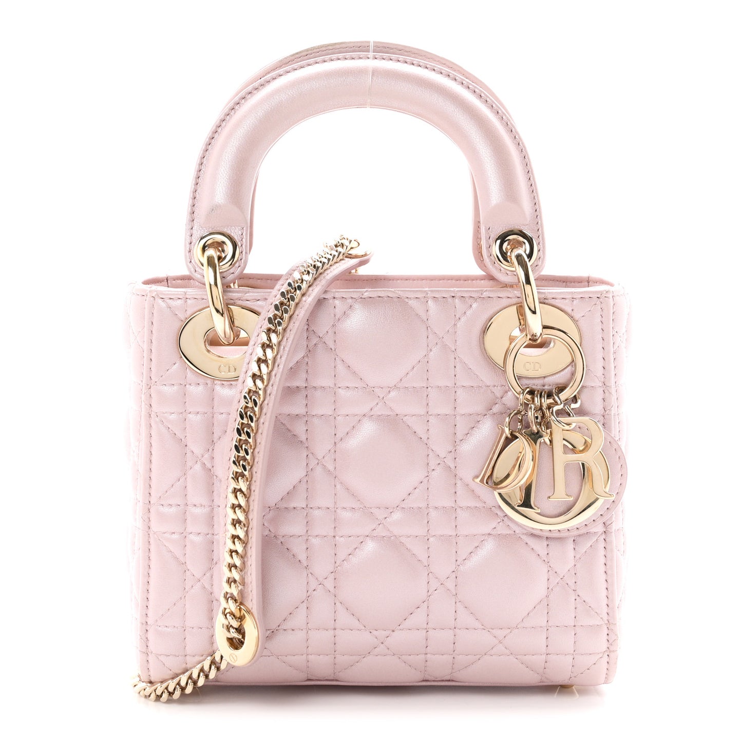 Metallic Lambskin Cannage Mini Lady Dior Lotus