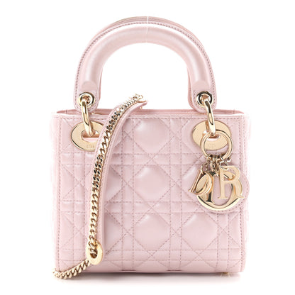 Christian Dior Metallic Lambskin Cannage Mini Lady Dior Lotus 1 of 12