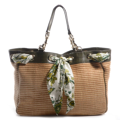 Gucci Natural Straw Leather Positano Tote 1 of 7