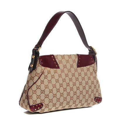 Gucci Monogram Horsebit Chain Studded Flap Burgundy 3 of 7