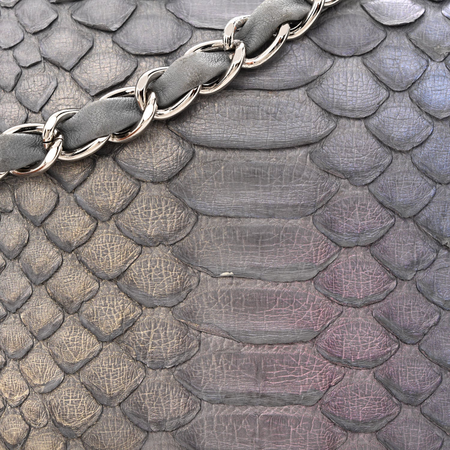 Chanel Snakeskin Iridescent Soho Medium Flap Grey 11 of 11