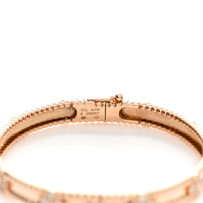 Van Cleef & Arpels 18K Rose Gold Diamond Perlee Sweet Clovers Bracelet S 3 of 4
