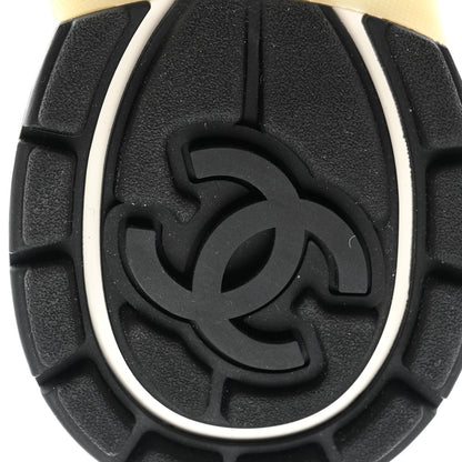 Chanel Fabric Laminated Calfskin Stretch CC Womens Sneakers 38.5 White Silver 6 of 9