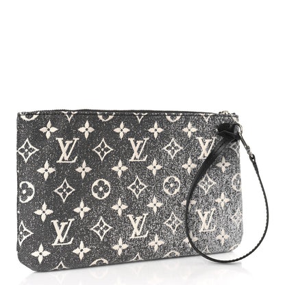 Louis Vuitton Denim Monogram Jacquard Neverfull MM GM Pochette Gray 3 of 8