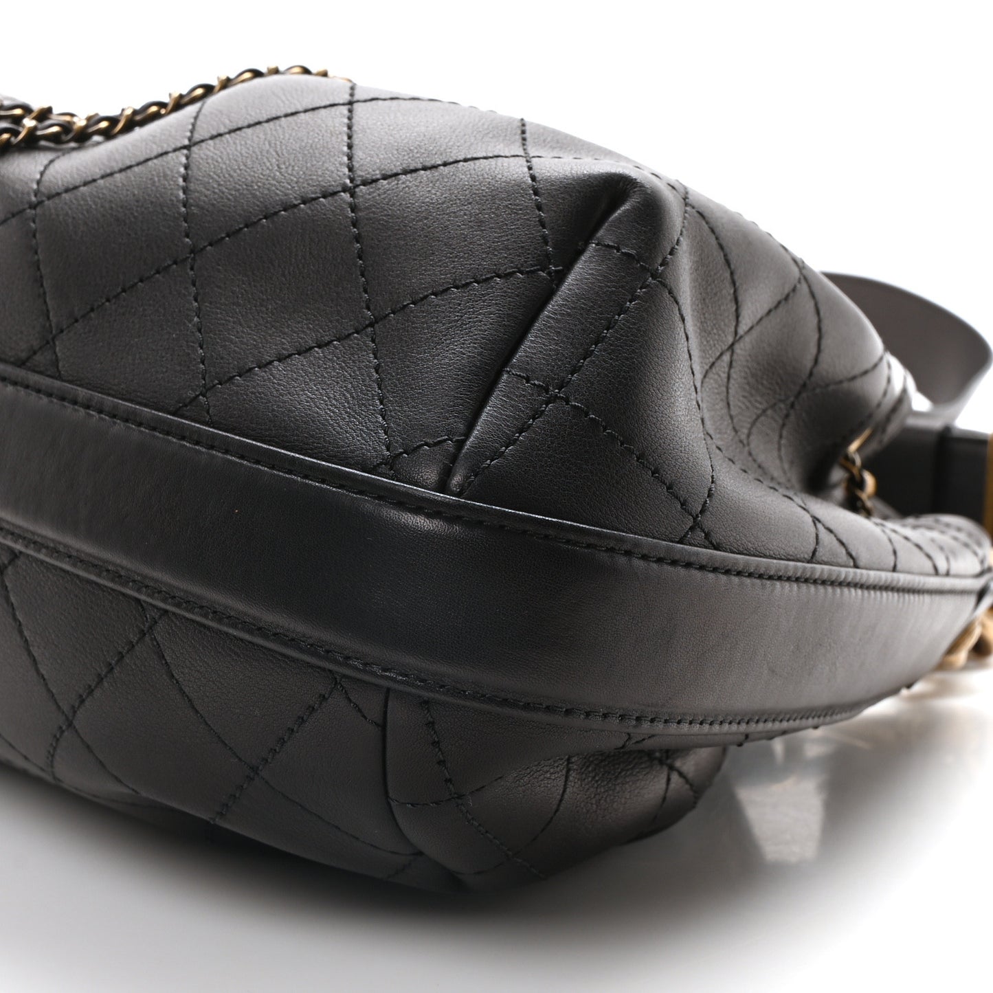 Calfskin Stitched Small Paris Rome Drawstring CC Bag Black