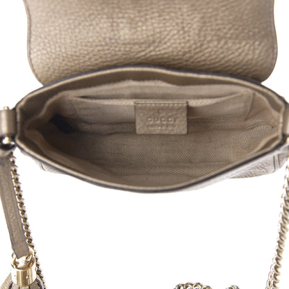 Gucci Metallic Pebbled Calfskin Small Soho Flap Crossbody Golden Beige 4 of 12