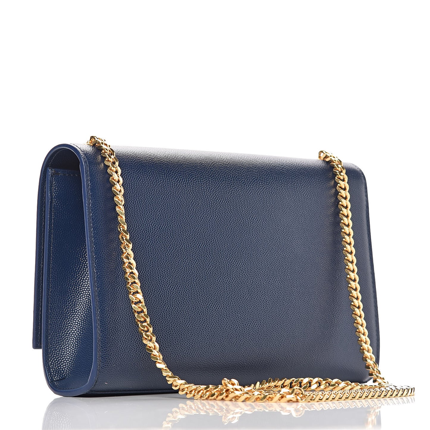 Grain De Poudre Medium Classic Monogram Kate Satchel Denim Blue