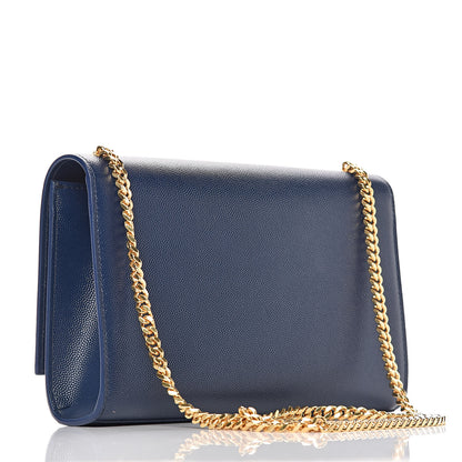 Saint Laurent Grain De Poudre Medium Classic Monogram Kate Satchel Denim Blue 3 of 10