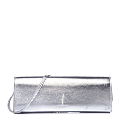 Saint Laurent Metallic Nappa Silk Fetiche Clutch Argento 1 of 9