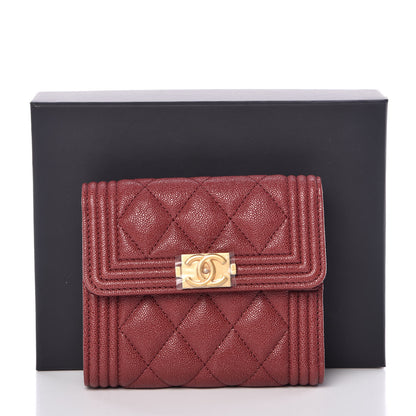 Chanel Caviar Quilted Compact Boy Wallet Burgundy 9 of 9