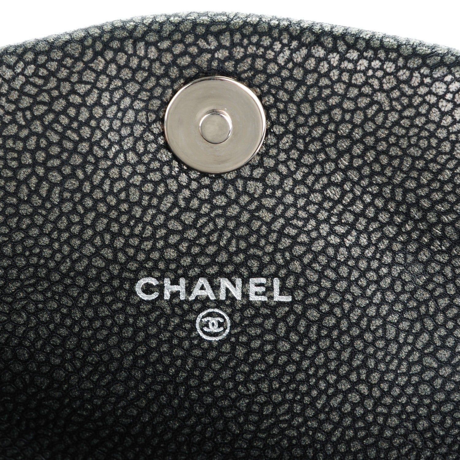 Chanel Metallic Caviar Half Moon Wallet On Chain WOC Dark Silver 6 of 8
