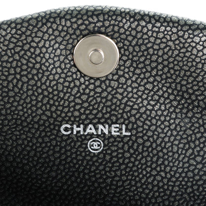 Chanel Metallic Caviar Half Moon Wallet On Chain WOC Dark Silver 6 of 8