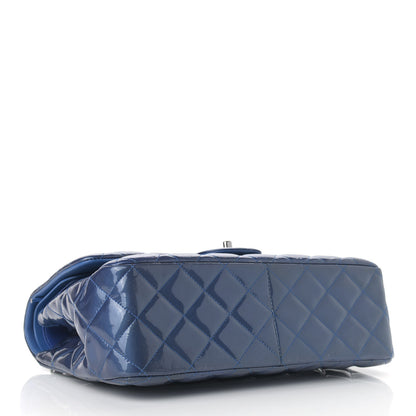 Chanel Patent Quilted Jumbo Double Flap Blue 4 of 20
