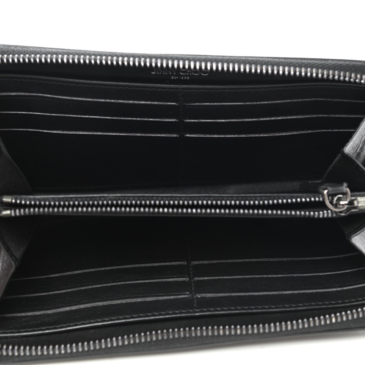 Calfskin Filipa Star Perforated Zip Around Wallet Black Brown
