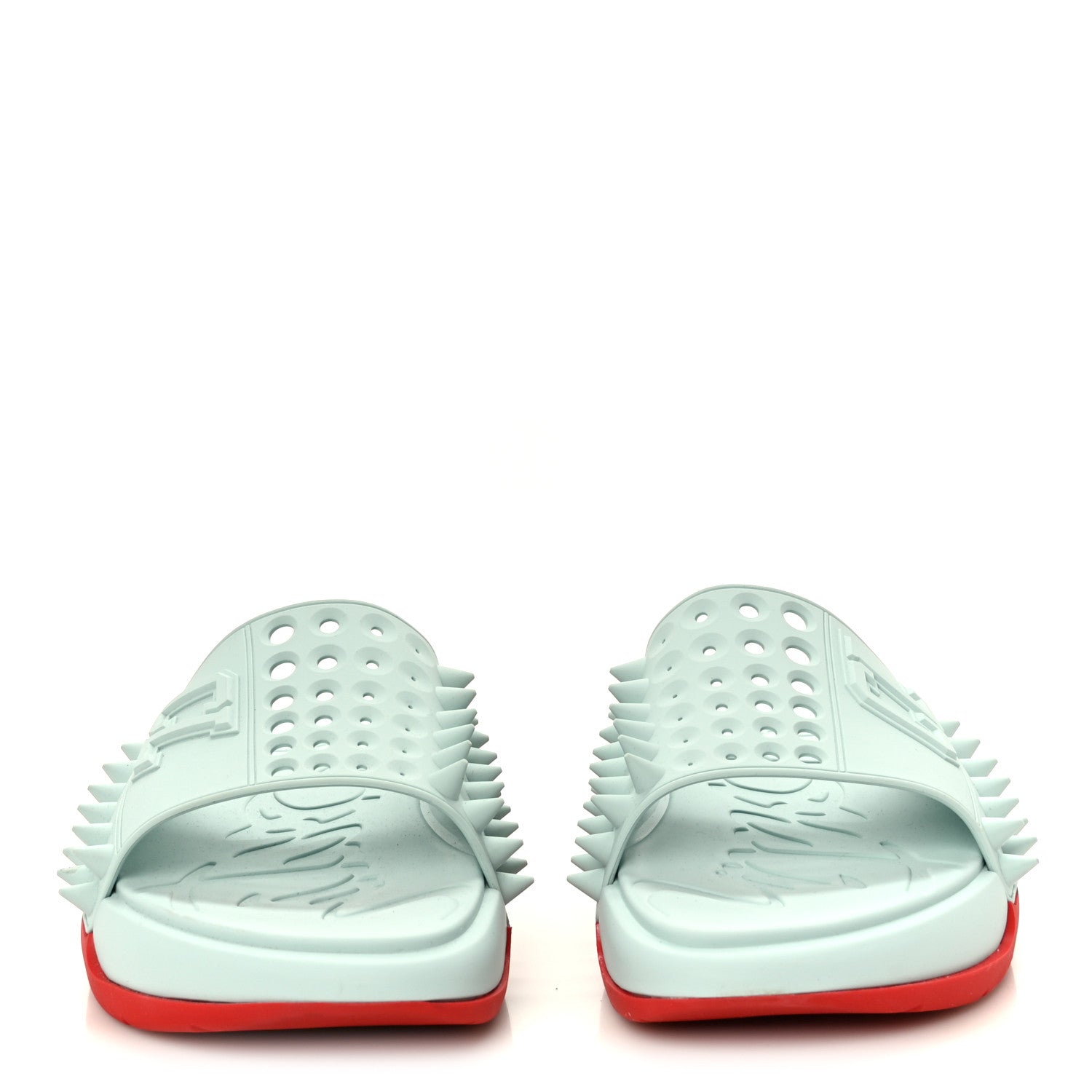 Christian Louboutin Rubber Take It Easy Flat Slide Sandals 46 Iceberg 3 of 11