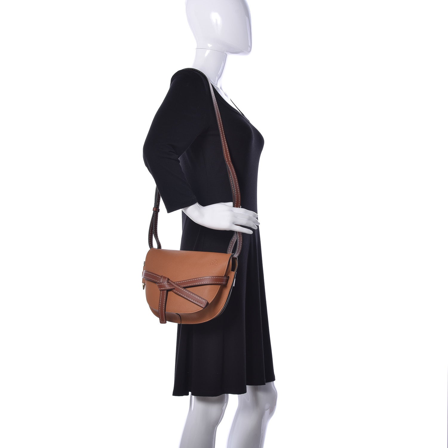 Loewe Grained Calfskin Small Gate Crossbody Bag Caramel Pecan 2 of 8