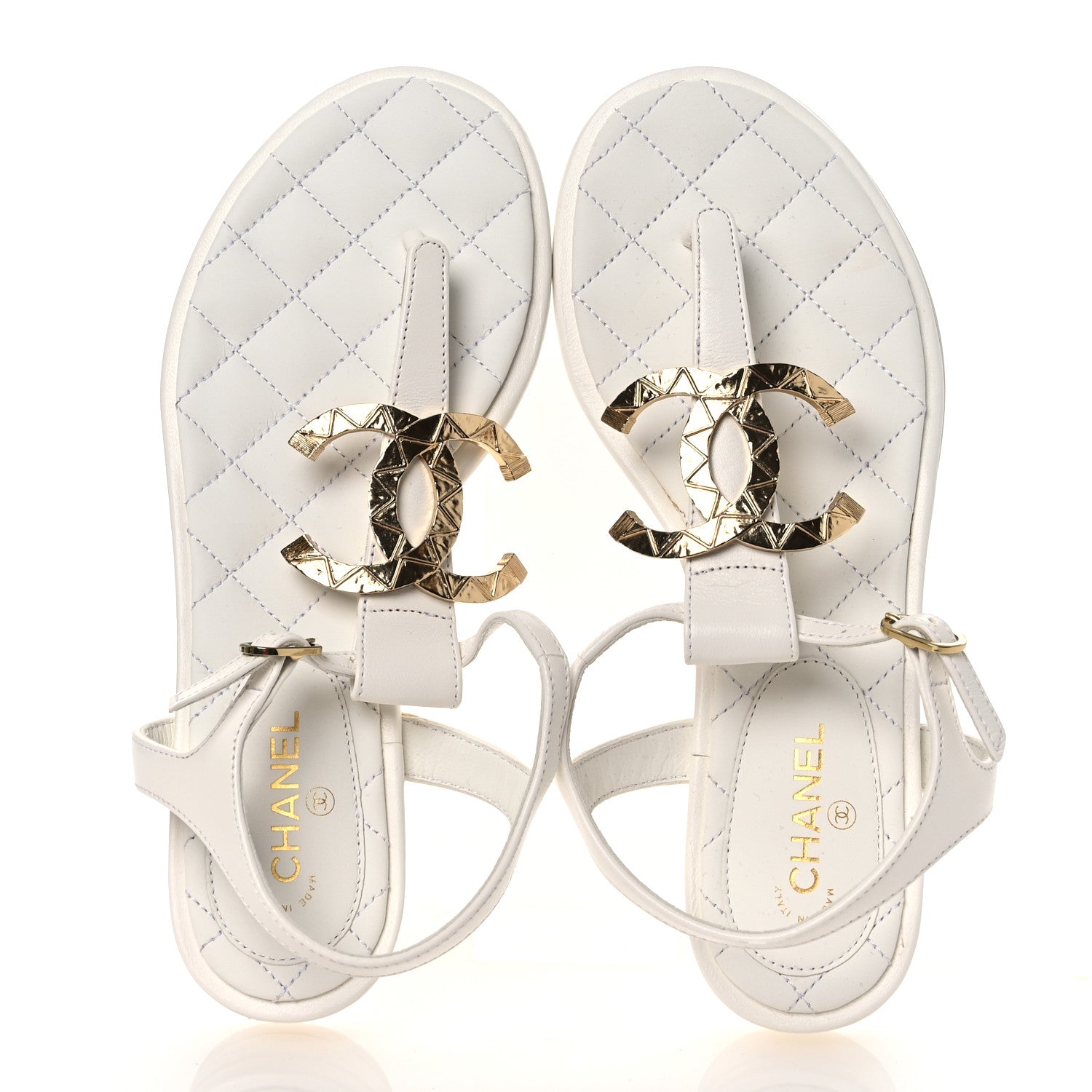 Chanel Lambskin CC Thong Sandals 36 White 1777122 – FASHIONPHILE