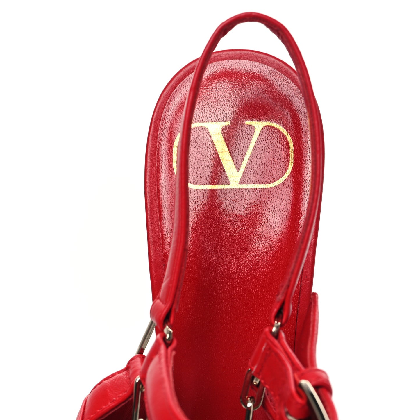 Smooth Calfskin Chain Slingback Pumps 36.5 Red