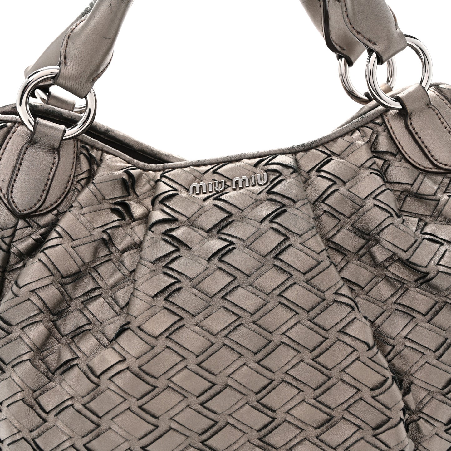 Metallic Nappa Woven Hobo Bronze