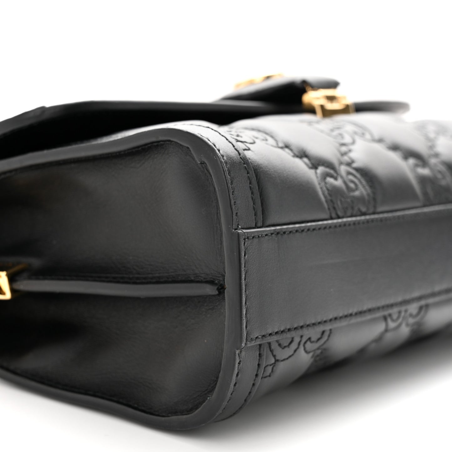 Calfskin GG Matelasse Small Flap Shoulder Bag Black Natural