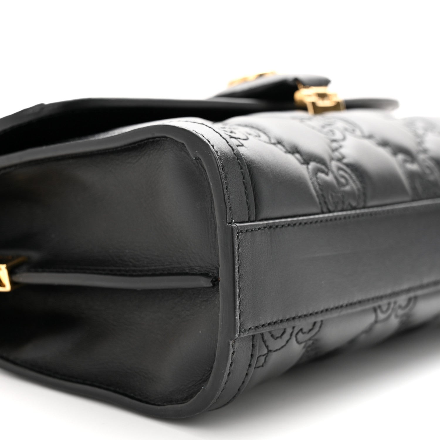 Gucci Calfskin GG Matelasse Small Flap Shoulder Bag Black Natural 8 of 9