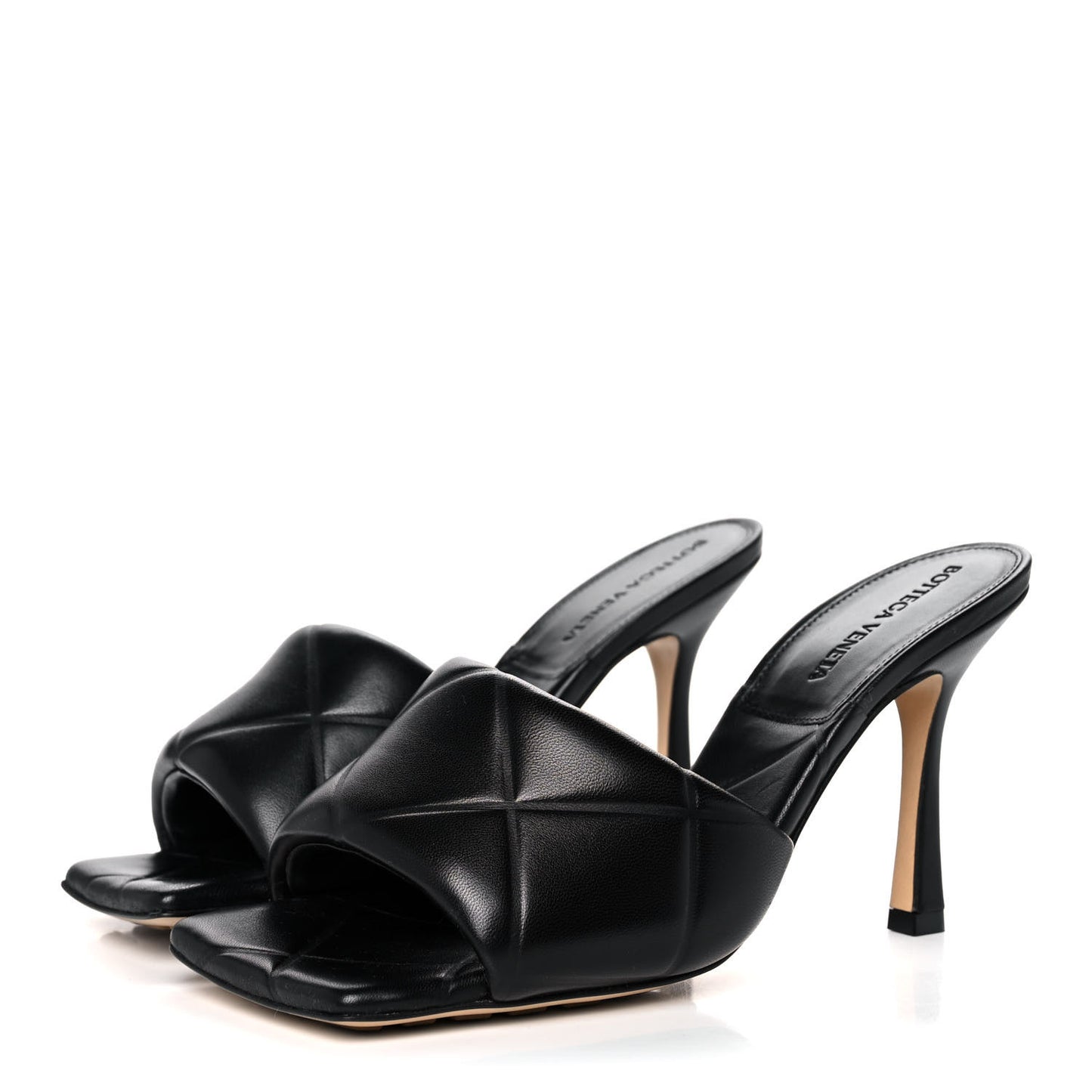 Nappa Quilted Rubber Lido Mule Sandals 38.5 Black
