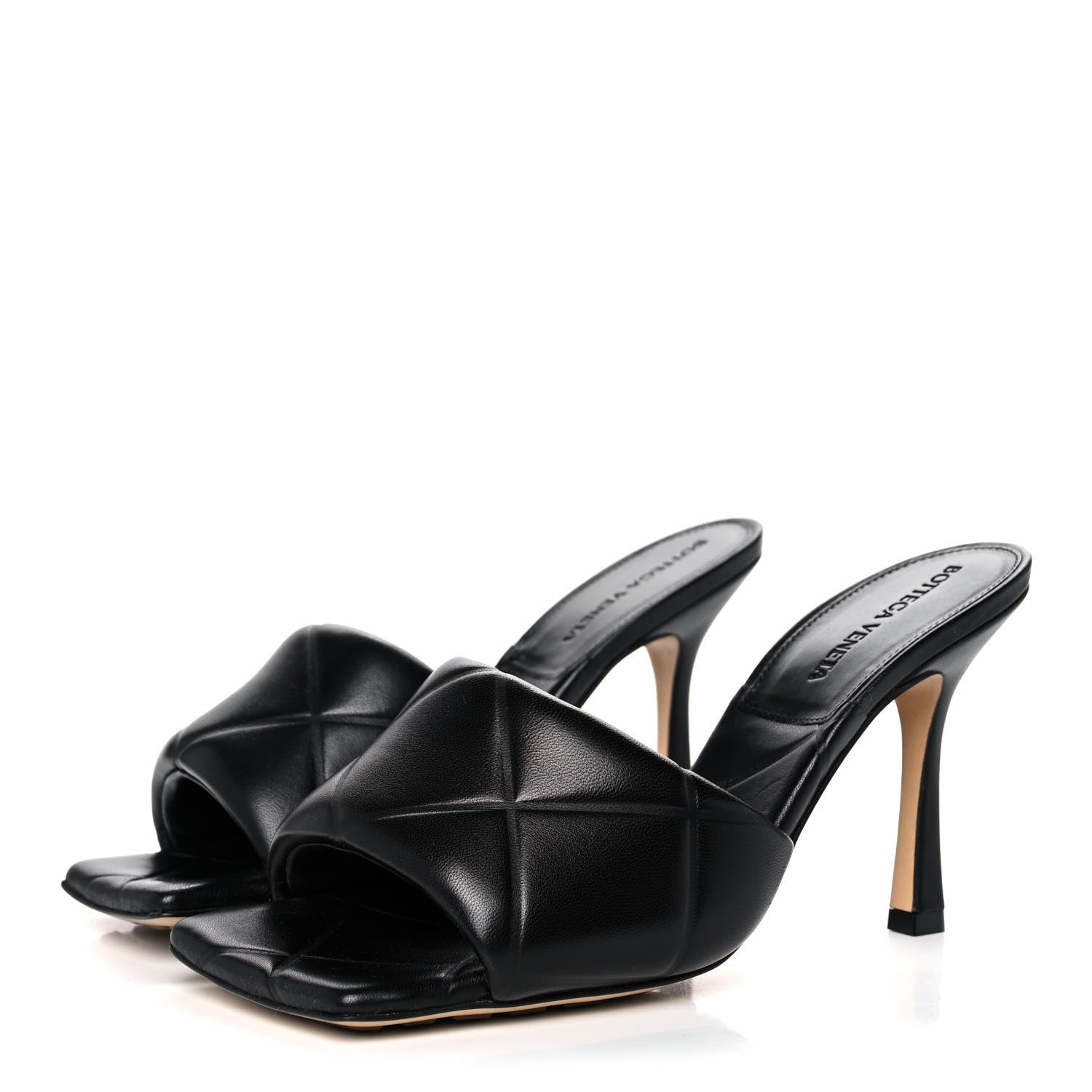 Bottega Veneta Nappa Quilted Rubber Lido Mule Sandals 38.5 Black 3 of 8