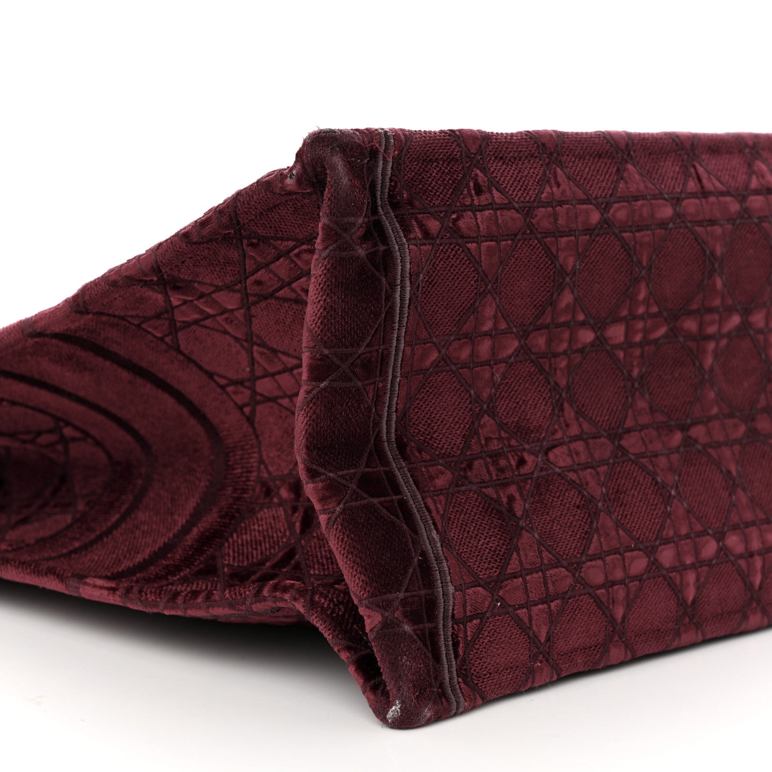 Christian Dior Velvet Cannage Large Book Tote Burgundy 9 of 13