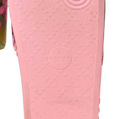 Gucci X KEN SCOTT Rubber Infinity Zia Interlocking G Womens Pool Slide Sandals 37 Green Lilac Bright Splash 6 of 8