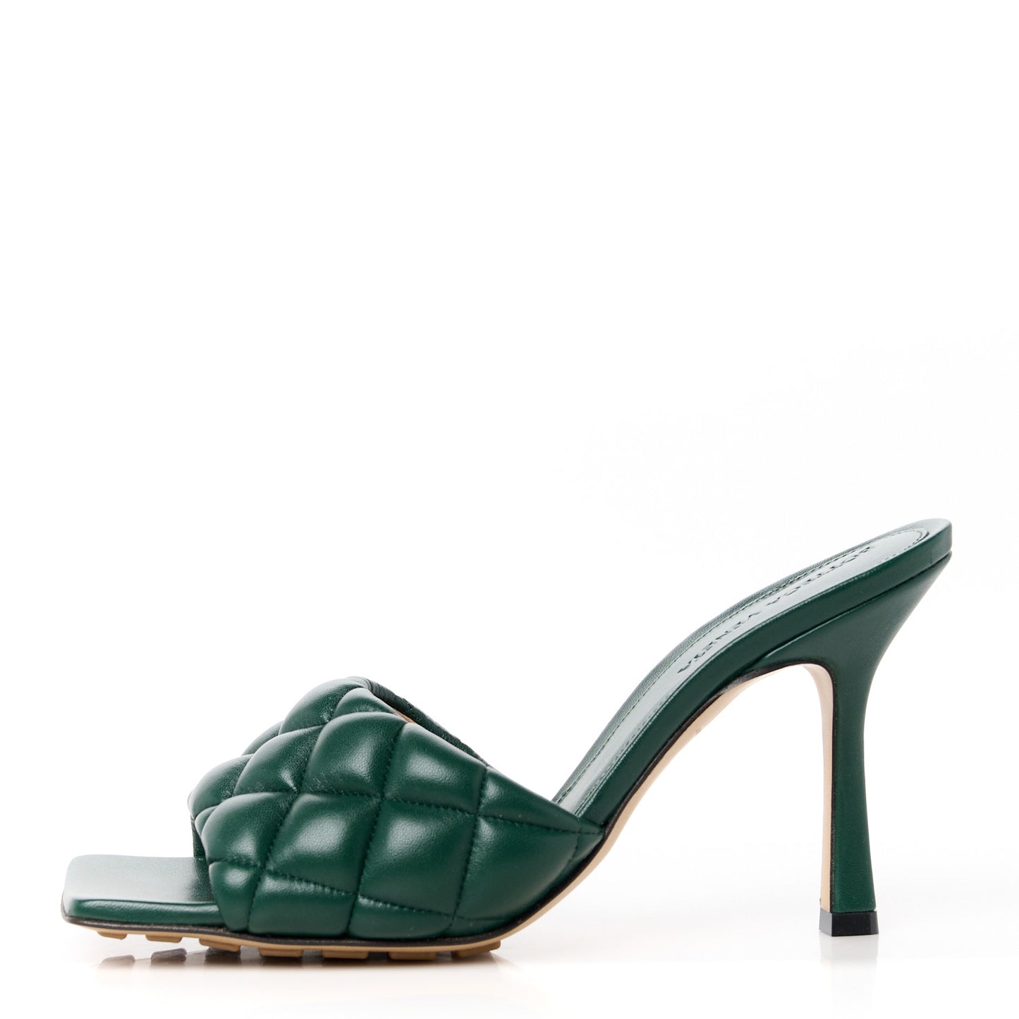 Nappa Matelasse Padded Mule Sandals 37.5 Pine Green